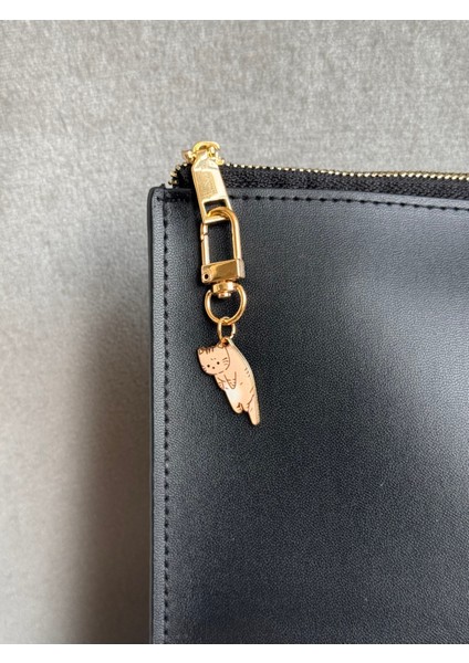 Kedi Anahtarlık, Kedi Anahtarlık Çanta Charmı, Renkli Gold Kedi Araba Anahtarlığı Cüzdan Süsü