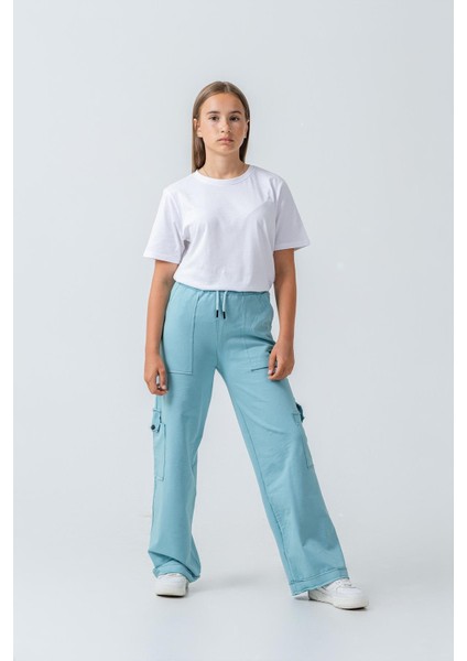 Kız Çocuk Bol Paça Cepli Rahat Kesim Penye Eşofman Altı fırsatları