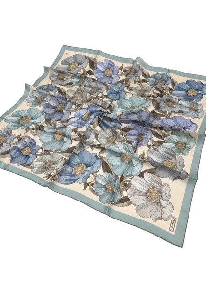 Ipek Eşarp 2026 Kış - 9403-35 Krem Mavi Twill