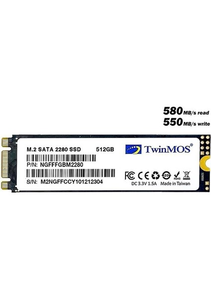 NgfffGBm2280 512GB 580MB-550MB M.2 2280 Sata3 SSD modelleri