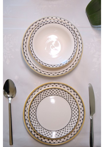 Bavyera 24 Parça Seramik Yemek Takımı | 6 Kişilik | Şık Desenli | Günlük ve Özel Kullanım modelleri