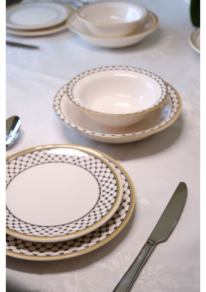 Bavyera 24 Parça Seramik Yemek Takımı | 6 Kişilik | Şık Desenli | Günlük ve Özel Kullanım fırsatları