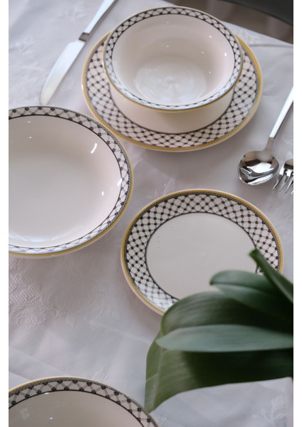 Bavyera 24 Parça Seramik Yemek Takımı | 6 Kişilik | Şık Desenli | Günlük ve Özel Kullanım indirimleri