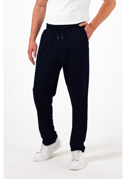 Erkek Lacivert Baggy Düz Paça Bol Kesim Yazlık Rahat Pamuklu Eşofman Altı RF0385 indirimleri