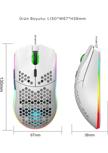 J900 Kablolu 6400 Dpı Rgb Oyuncu Mouse fırsatları