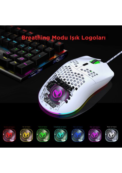 J900 Kablolu 6400 Dpı Rgb Oyuncu Mouse
