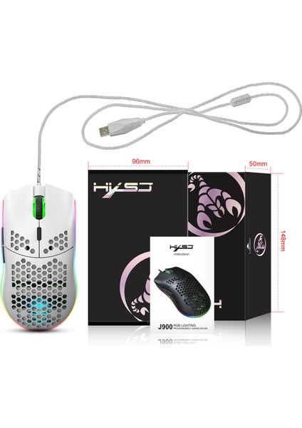 J900 Kablolu 6400 Dpı Rgb Oyuncu Mouse