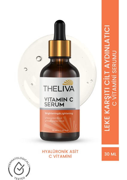 C Vitamini Serum Aydınlatıci Hyaluronik Asit Cilt,leke Yaşlanma ve Kırışıklı Karşıtı Yüz Serumu