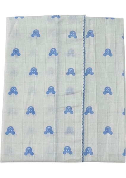 Mouse Baskılı Müslin Battaniye Mavi