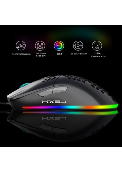 J900 Kablolu 6400 Dpı Rgb Oyuncu Mouse indirimleri