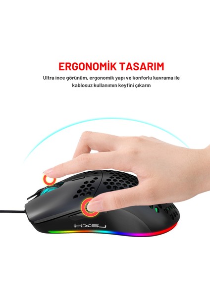 J900 Kablolu 6400 Dpı Rgb Oyuncu Mouse