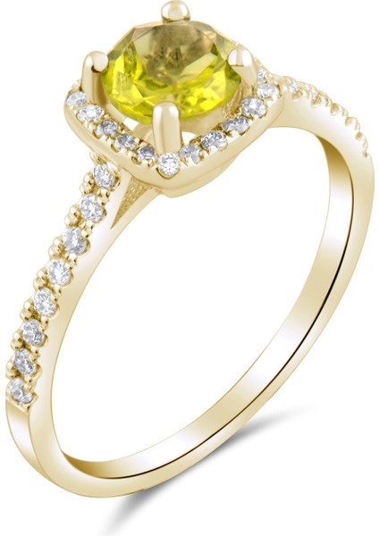 1.06 Karat Pırlanta Sarı Safir Yüzük, Gerçek Pırlanta, Sertifikalı Mücevher