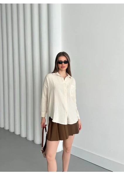 Müslin Sade Gömlek Krem fiyatları