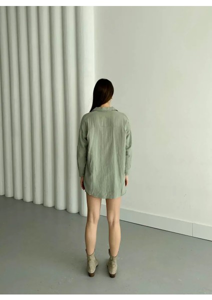 Müslin Sade Gömlek Su Yeşili modelleri