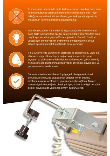 Aqua 2000 Watt GSU20 Şemsiye Tip Kumandasız Suya Dayanıklı Elektrikli İnfrared Isıtıcı-Bej modelleri