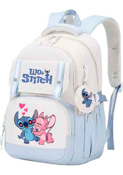 Stitch Aynı Stil Çevre Birimi Okul Çantası Anime Çizgi Film Baskısı Ilkokul ve Ortaokul Öğrencileri Için Sırt Koruma Sırt Çantası (Yurt Dışından)