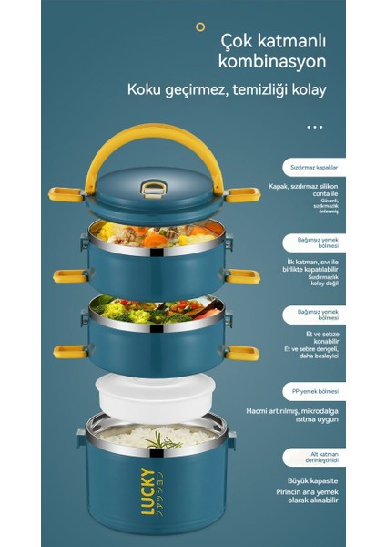 Üç Katmanlı Öğle Yemeği Çantası Paslanmaz Çelik Yalıtımlı Öğle Yemeği Çantası (Yurt Dışından) modelleri