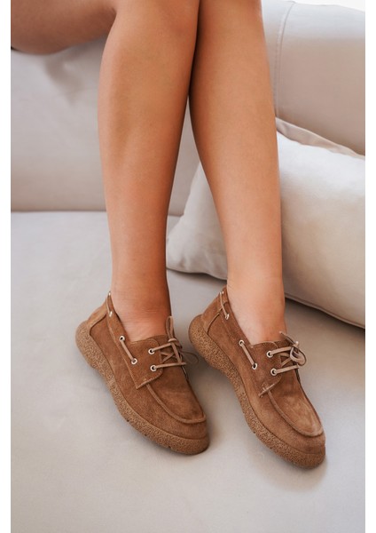 Kadın Deri Bağlamalı Loafer Günlük Ayakkabı Enita