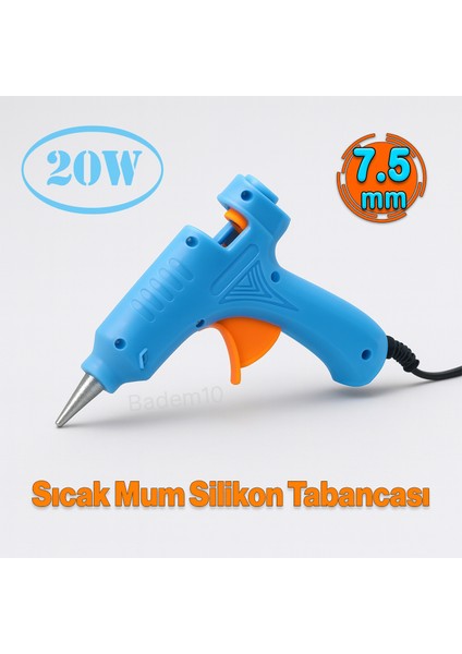 7.5 mm 20W Sıcak Ince Mum Silikon Tabancası 190°C Hızlı Isınan Güçlü Yapıştırıcı Tabanca Ergonomik