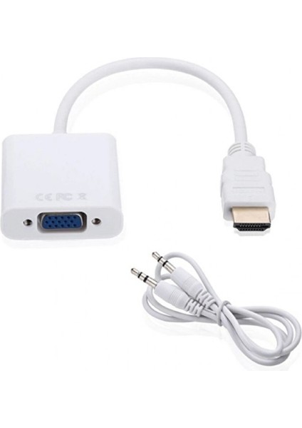HDMI To VGA + Ses Çıkışlı Dönüştürücü 1080P Görüntü – 3.5mm Audio Destekli