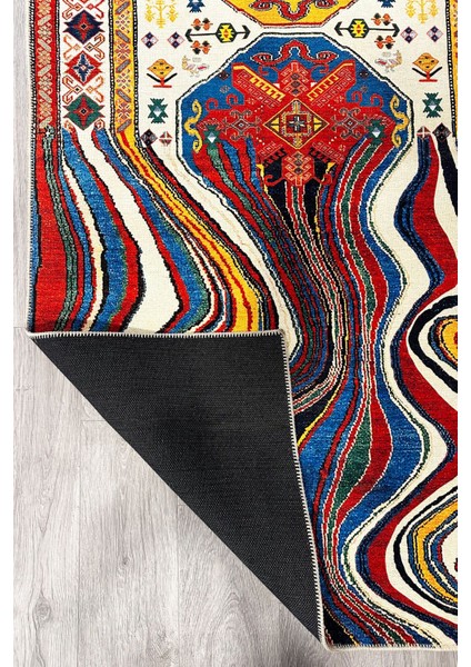 Bej Modern Dalga Desen Temalı Otantik Şönil Dokuma Yıkanabilir Leke Tutmaz Salon Halısı MARSE75 indirimleri