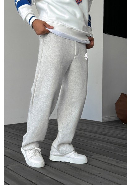 Stwd Baskılı Baggy Gri Yazlık 3 Iplik Bol Kesim Düz Paça Mevsimlik Eşofman Altı RF0541 fırsatları
