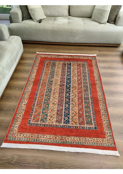 Mars Halı Kırmızı Tonlarında Etnik Klasik Eskitme Pamuk Dokuma Taban Halı 2099 fiyatları