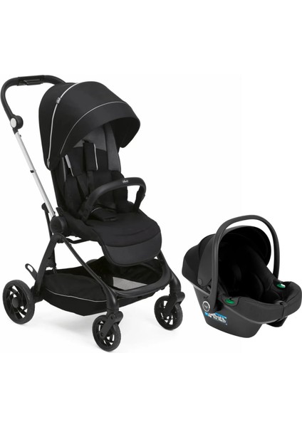 ONE4EVER Lounge Çift Yönlü Kolay Katlanabilen Travel Sistem-Seyahat Sistem Bebek Arabası Black Beauty