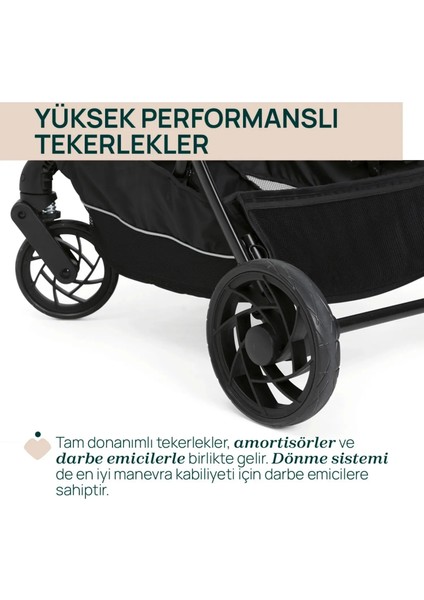 ONE4EVER Lounge Çift Yönlü Kolay Katlanabilen Travel Sistem-Seyahat Sistem Bebek Arabası Black Beauty indirimleri