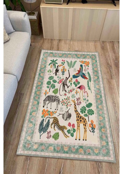 Floral Sevimli Hayvan Temalı Çok Renkli Dokuma Taban Halı Salon Halısı Çocuk Halısı Mars 249 fırsatları