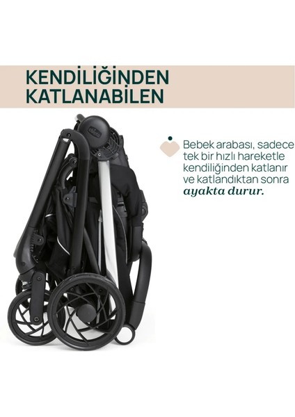ONE4EVER Lounge Çift Yönlü Kolay Katlanabilen Travel Sistem-Seyahat Sistem Bebek Arabası Black Beauty