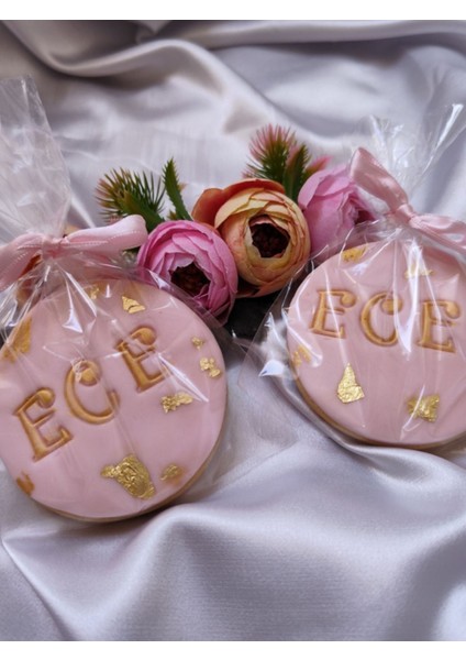 Kişiye Özel Gold Detaylı 20'li Kız Butik Kurabiye,baby Shower & Doğum Günü Hediyelik Kurabiye