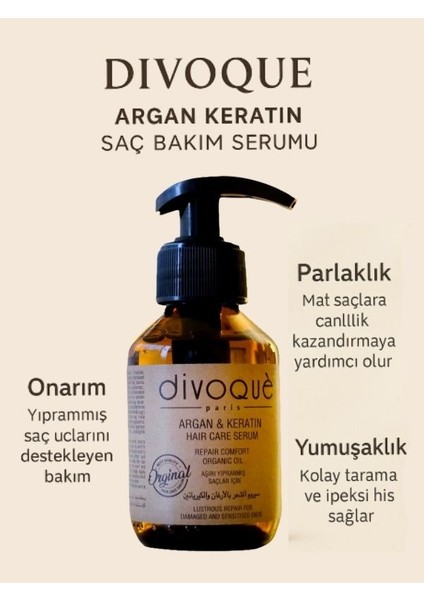 Argan Keratin Saç Bakım Serumu – 100 ml / Yıpranmış Saçlar Için Onarıcı Etki ve Parlaklık fiyatları