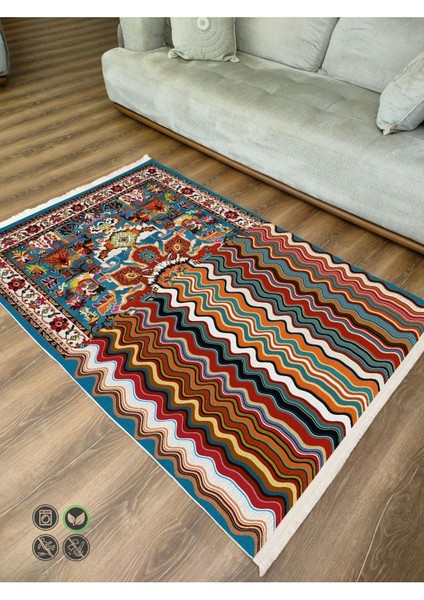 MARS132 Klasik Çizgili Desen Modern Halı Dekoratif Salon Halısı Saçaklı Yıkanabilen Halı modelleri