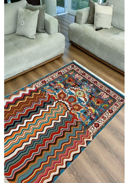 MARS132 Klasik Çizgili Desen Modern Halı Dekoratif Salon Halısı Saçaklı Yıkanabilen Halı indirimleri