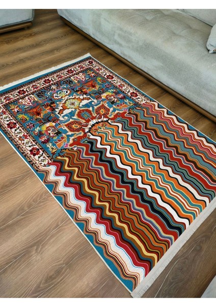 MARS132 Klasik Çizgili Desen Modern Halı Dekoratif Salon Halısı Saçaklı Yıkanabilen Halı