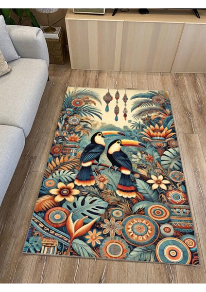 Mars Halı Tropikal Papağan Desenli Çiçekli Salon ve Oturma Odası Halısı MARS266 fiyatları