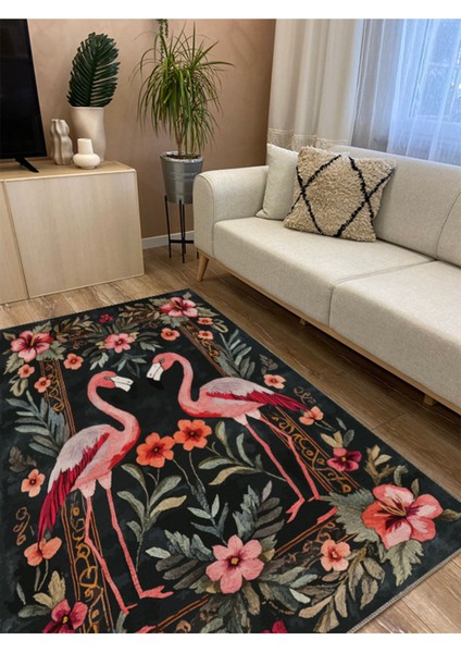 Flamingo ve Çiçek Desenleriyle Süslenmiş, Mutfak Veya Salon Halısı MARS263 fiyatları