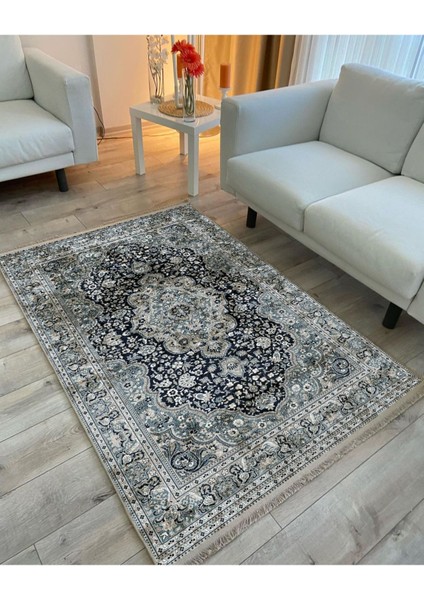 Mars 2050 Haki Tonlarında Etnik Eskitme Pamuk Dokuma Taban Halı modelleri