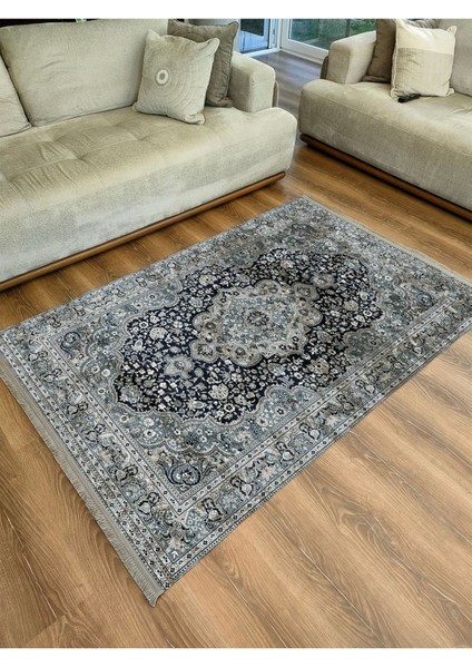 Mars 2050 Haki Tonlarında Etnik Eskitme Pamuk Dokuma Taban Halı