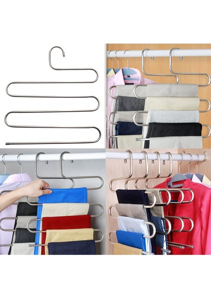 5 Katlı Metal Askılık Pantolon Askı Bluz Elbise Eşarp Başörtü Askısı