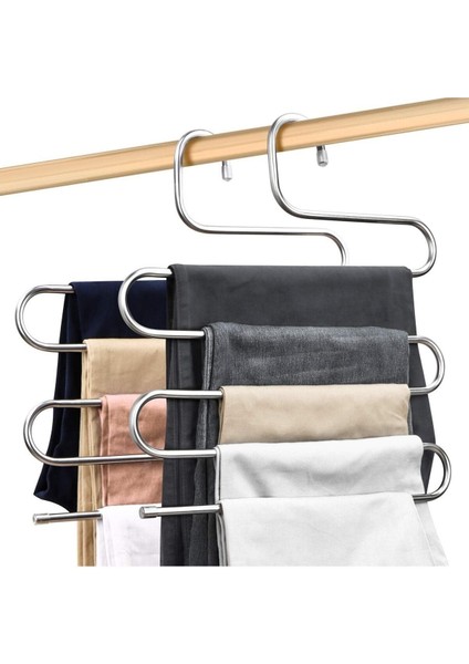5 Katlı Metal Askılık Pantolon Askı Bluz Elbise Eşarp Başörtü Askısı fırsatları