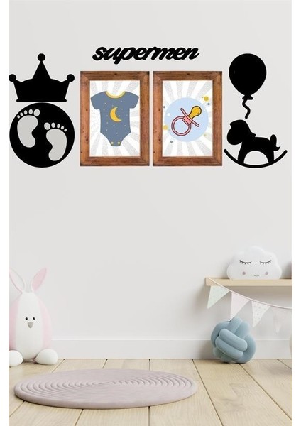® DECO103 Supermen Dekoratif Duvar Süsü Tablo Aksesuar Ahşap Tasarım Hediye Pano Sticker Seti fırsatları