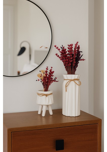 Dekoratif 2'li Set Büyük Boy Ipli Vazo ve Ayaklı Saksı fırsatları