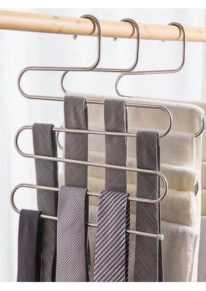 Dekoratif 5 Bölmeli Metal Elbise Askısı & Dolap Içi Krom Pantolon Askısı Çoklu Askılık modelleri
