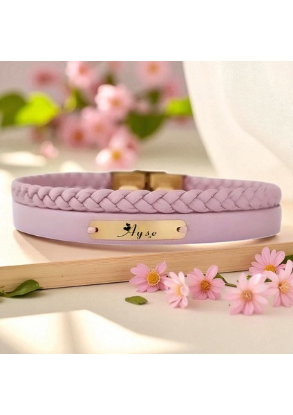 Altın Plakalı 14 Ayar Ayşe Ismine Özel Dikdörtgen Figürlü Pembe Derili Hediye BILEKLIK-613ISIM fiyatları