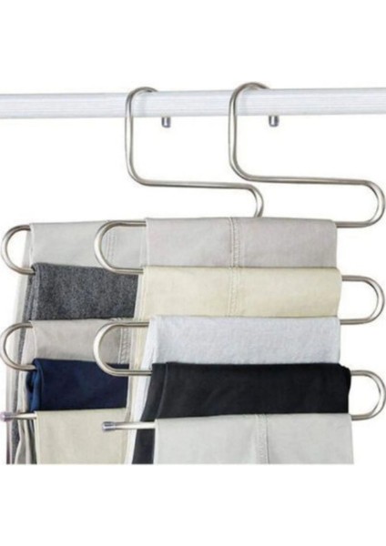 5 Bölmeli Metal Elbise Askısı - Giysi Pantalon Eşarp Fular Düzenleyici indirimleri