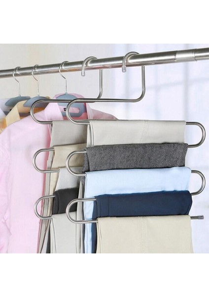 Pratik 5 Katlı Pantolon Askısı-Pantolon Askı Eşarp Şal Giysi Askısı-Dolap Içi Düzenleyici Askı indirimleri
