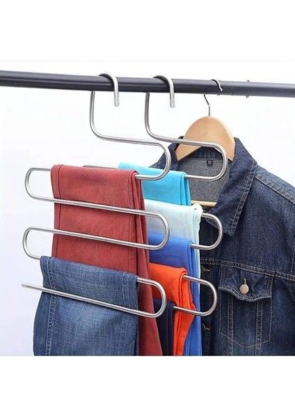 Pratik 5 Katlı Pantolon Askısı-Pantolon Askı Eşarp Şal Giysi Askısı-Dolap Içi Düzenleyici Askı