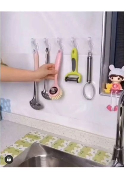 Yapışkanlı Şeffaf Duvar Askısı Banyo Mutfak Düzenleyici Askı Pratik Kanca Askılık fırsatları